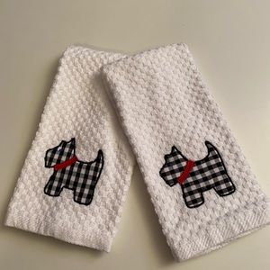 NEW Two (2) Scottie Dog Kitchen towels - Scottish Terrier Embroidered